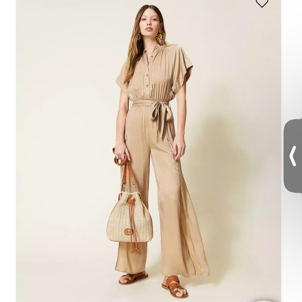 TwinSet Beige Wide-Leg Jumpsuit with Tie Waist IT 40